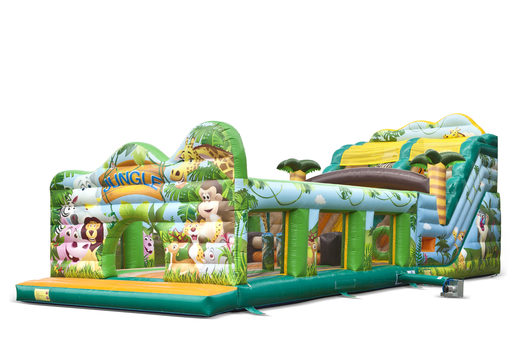 Mega tobogán inflable en el tema Jungle world con obstáculos 3D para niños. Compre toboganes inflables ahora en línea en JB Hinchables España