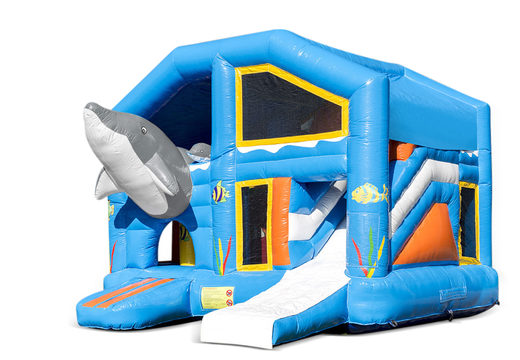 Compre un castillo hinchable de interior para juegos múltiples con tobogán en el tema de los delfines para niños. Ordene castillos hinchables en línea en JB Hinchables España