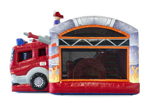 Compre un castillo hinchable con el tema del departamento de bomberos con un tobogán y objetos en 3D para niños. Ordene castillos hinchables en línea en JB Hinchables España