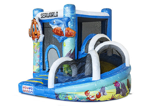 Ordene un pequeño castillo hinchable con tobogán seaworld para niños. Compre castillos hinchables en línea en JB Hinchables España