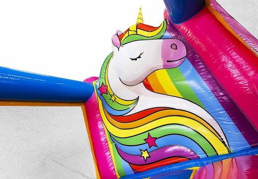Cojín de aire inflable compacto con tobogán en tema de unicornio a la venta
