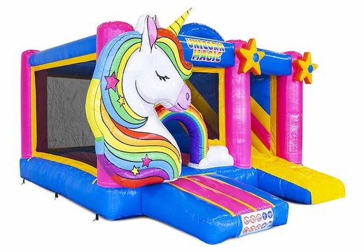 Comprar castillo hinchable hinchable con tobogán en tema unicornio para niños